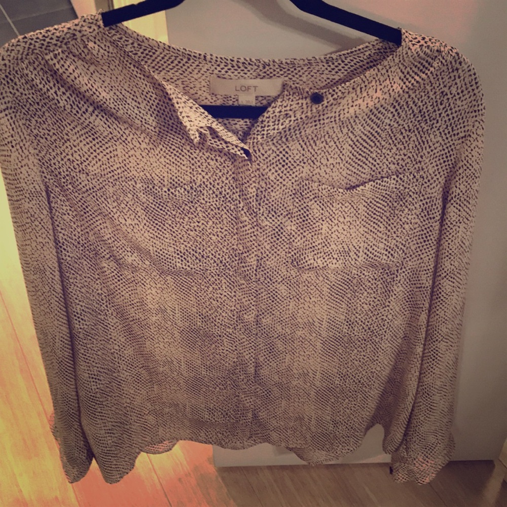 LOFT Pink and black snake skin print blouse